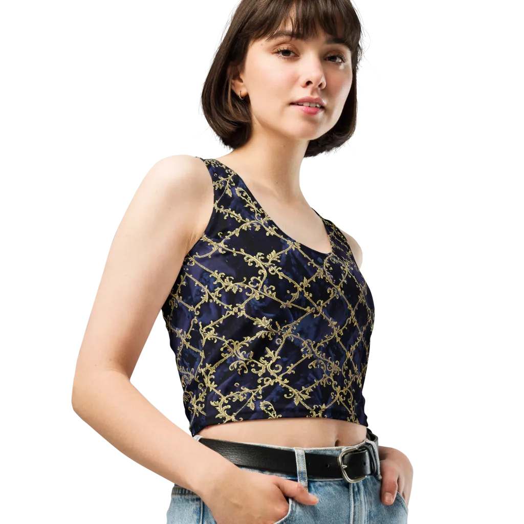 Midnight Filigree on Crop Top — Right Front