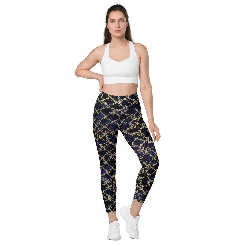 Midnight Filigree on Leggings with Pockets — Front