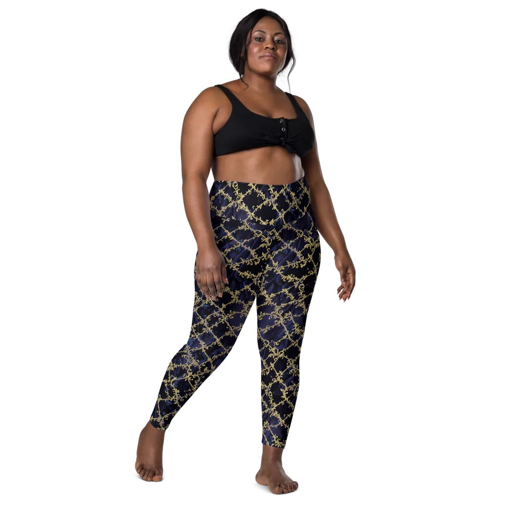 Midnight Filigree on Leggings with Pockets — Front