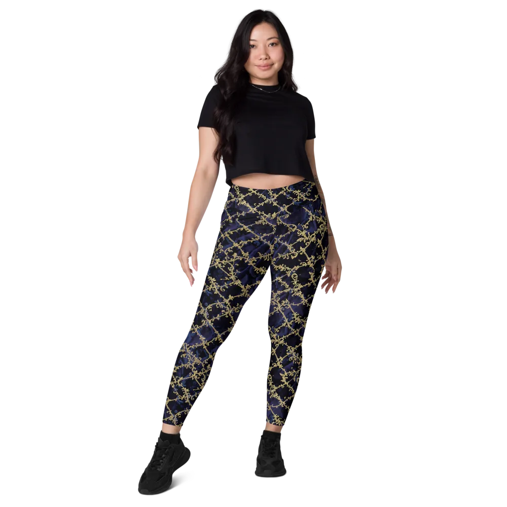 Midnight Filigree on Leggings with Pockets — Front