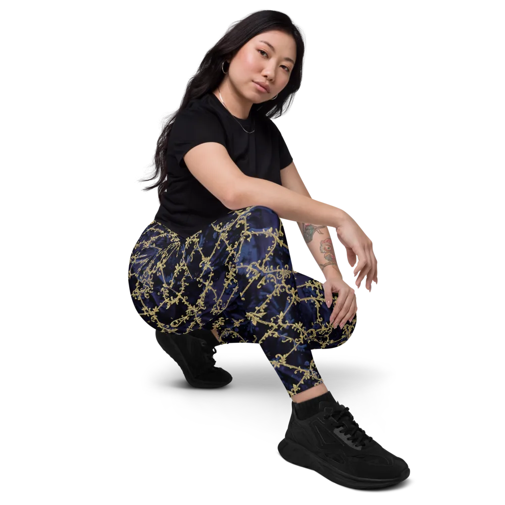 Midnight Filigree on Leggings with Pockets — Right Front