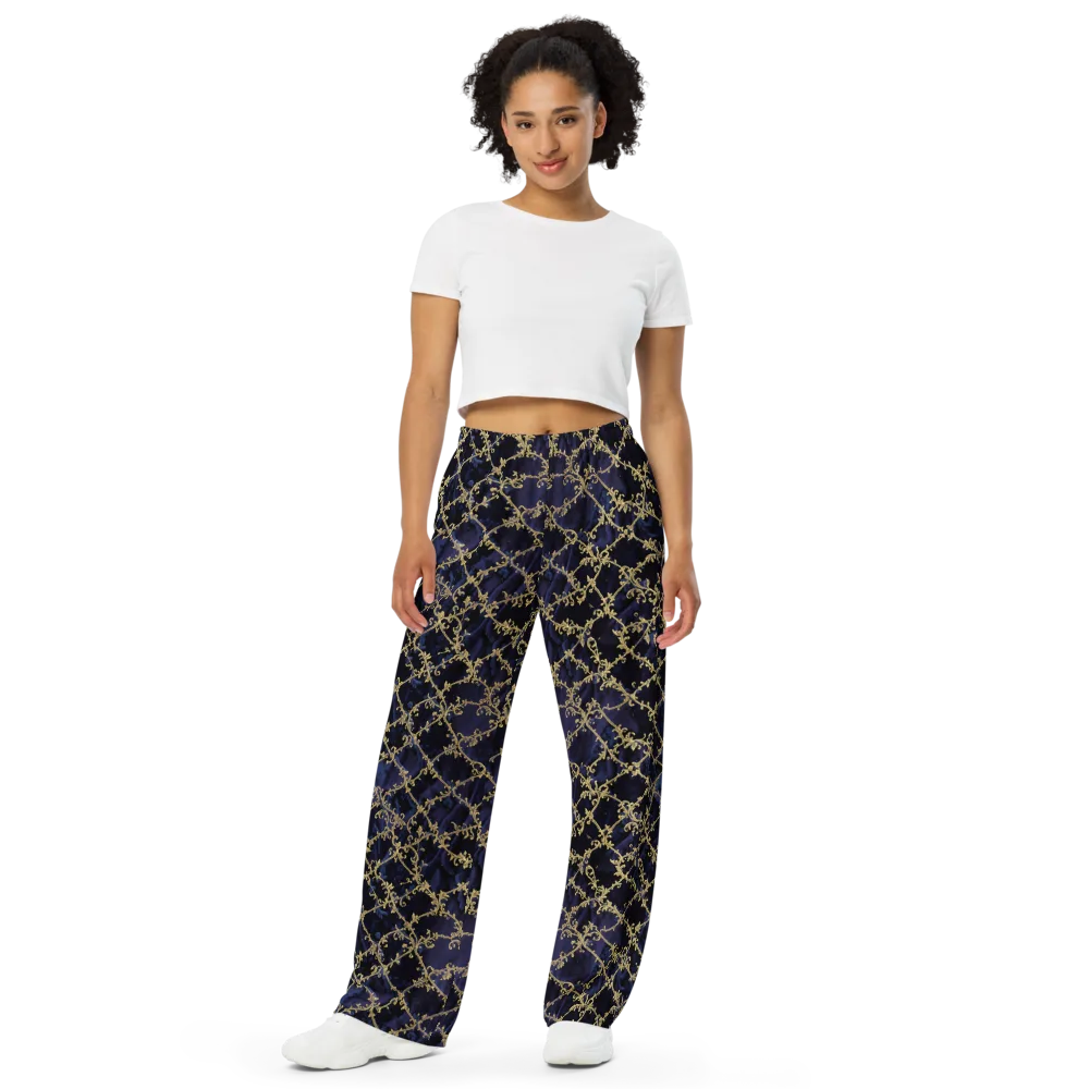 Midnight Filigree on Wide-Leg Pants — Front
