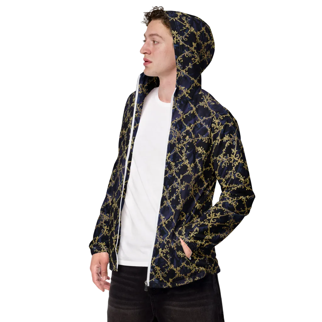 Midnight Filigree on Men's Windbreaker — Left Front