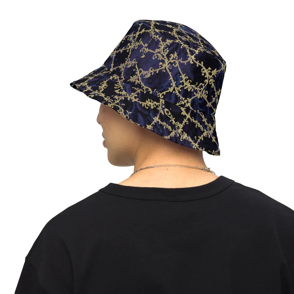 Midnight Filigree on Reversible Bucket Hat — Back Inside