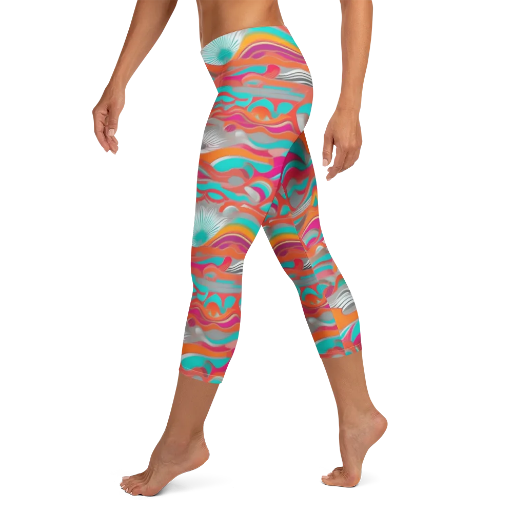 Tidal Mirage on Capri Leggings — Left