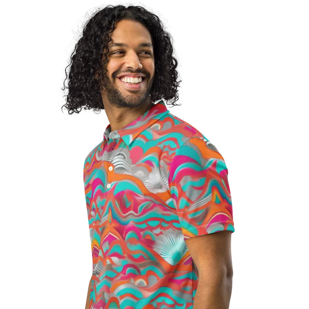 Tidal Mirage on Men's Slim Fit Polo Shirt — Left Front