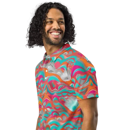 Tidal Mirage on a Men's Slim Fit Polo Shirt