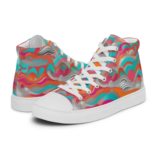 Tidal Mirage on a Men's High Top Canvas Shoes