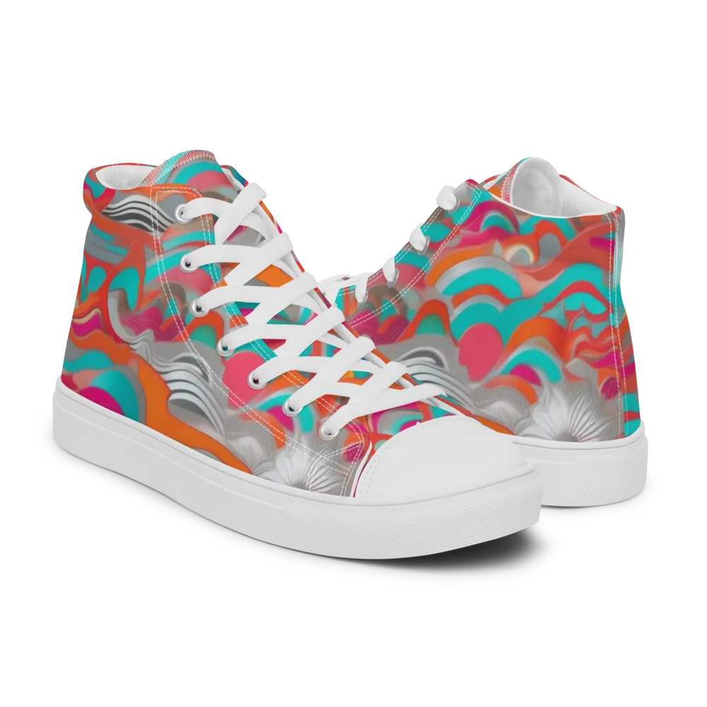Tidal Mirage on Men's High Top Canvas Shoes — Right