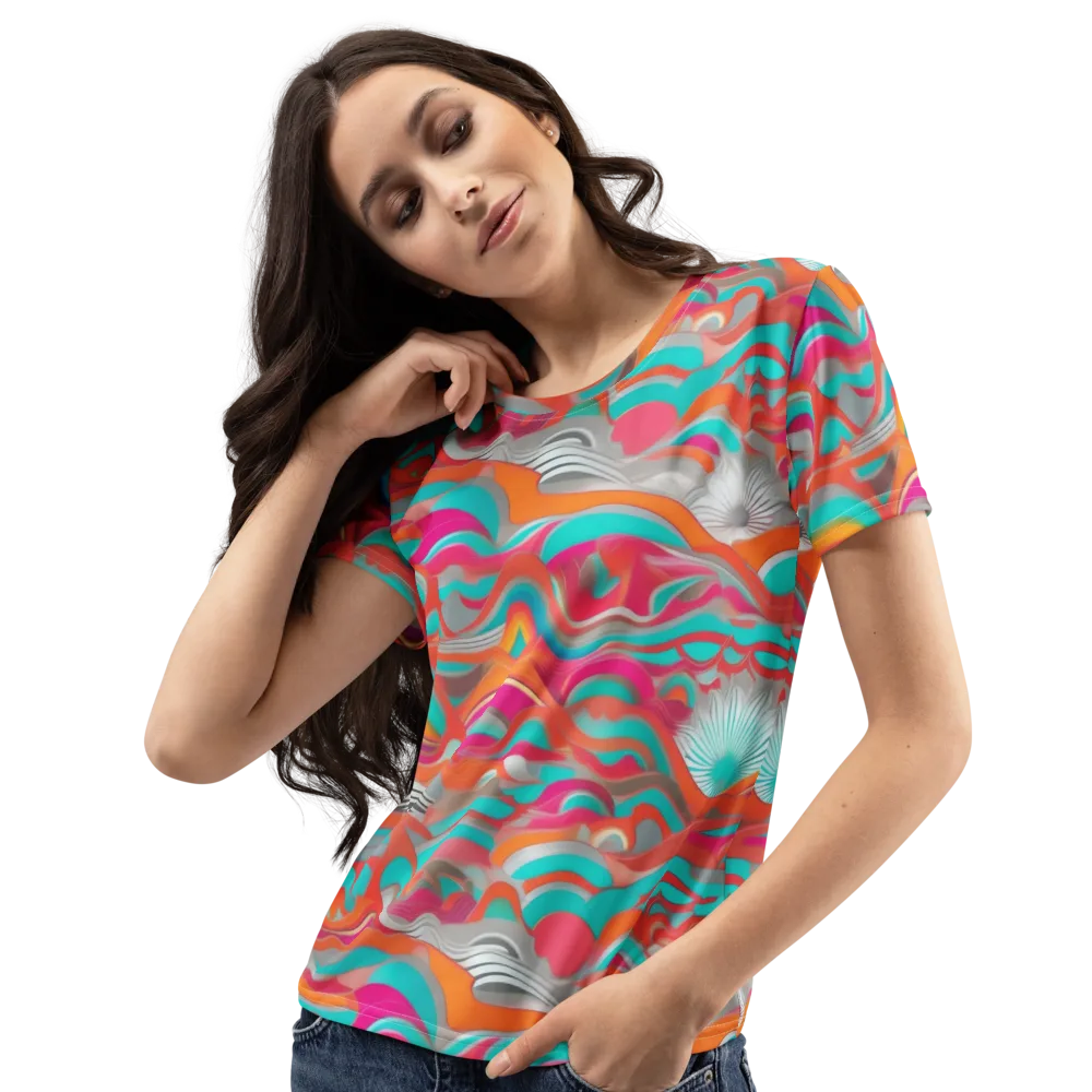 Tidal Mirage on Women's Crew Neck T-Shirt — Left Front