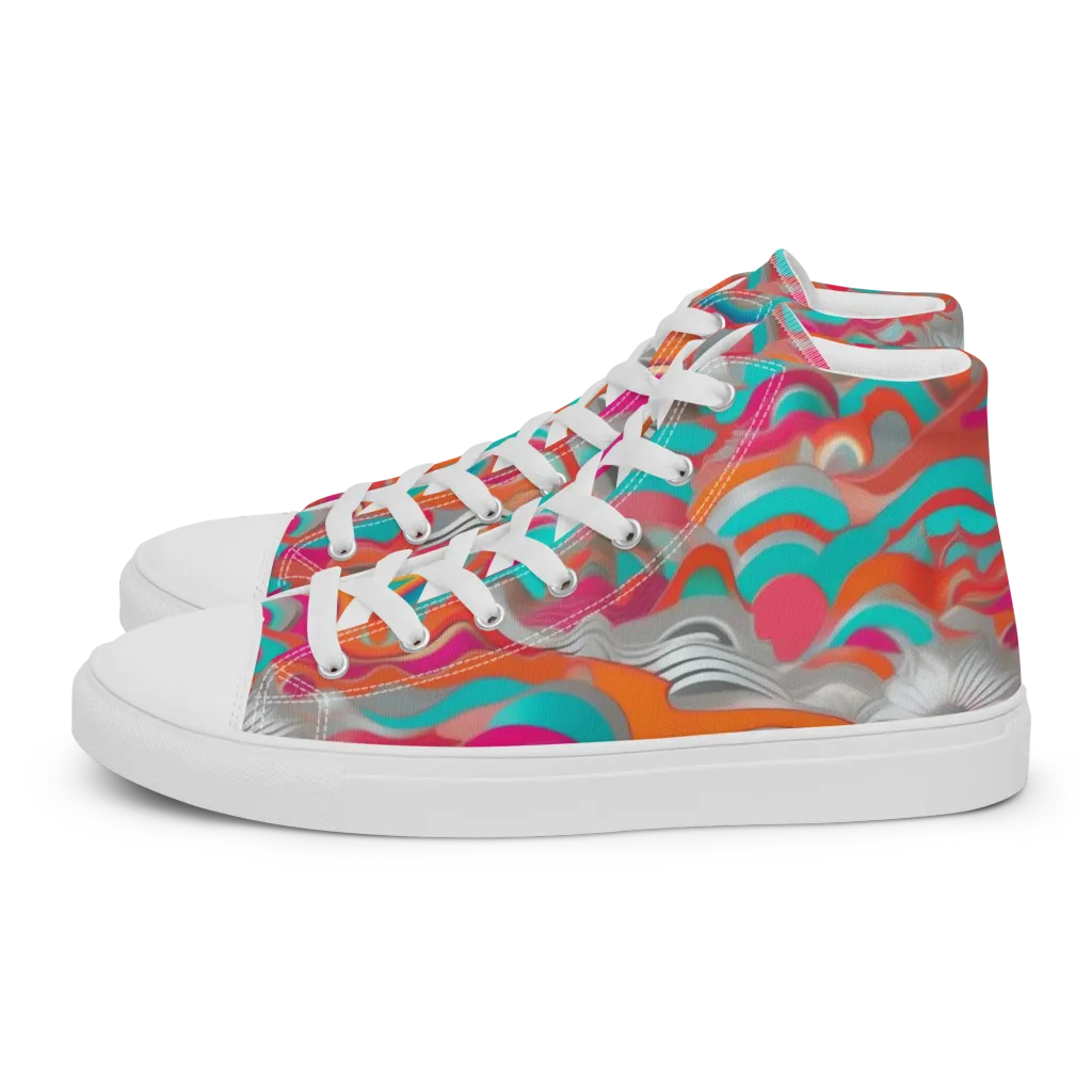 Tidal Mirage on Women's High Top Canvas Shoes — Left
