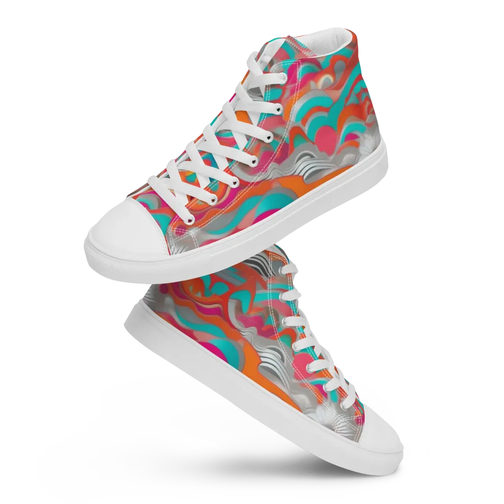 Tidal Mirage on Women's High Top Canvas Shoes — Front