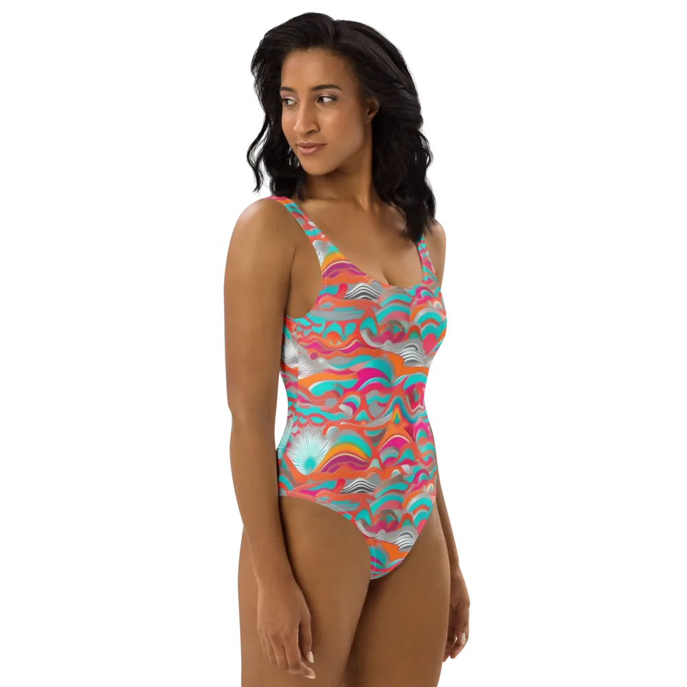 Tidal Mirage on One-Piece Swimsuit — Right