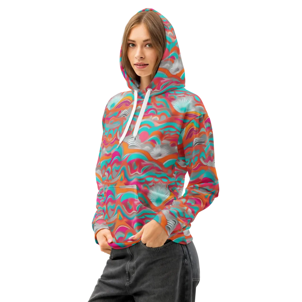Tidal Mirage on Cotton Hoodie — Left Front