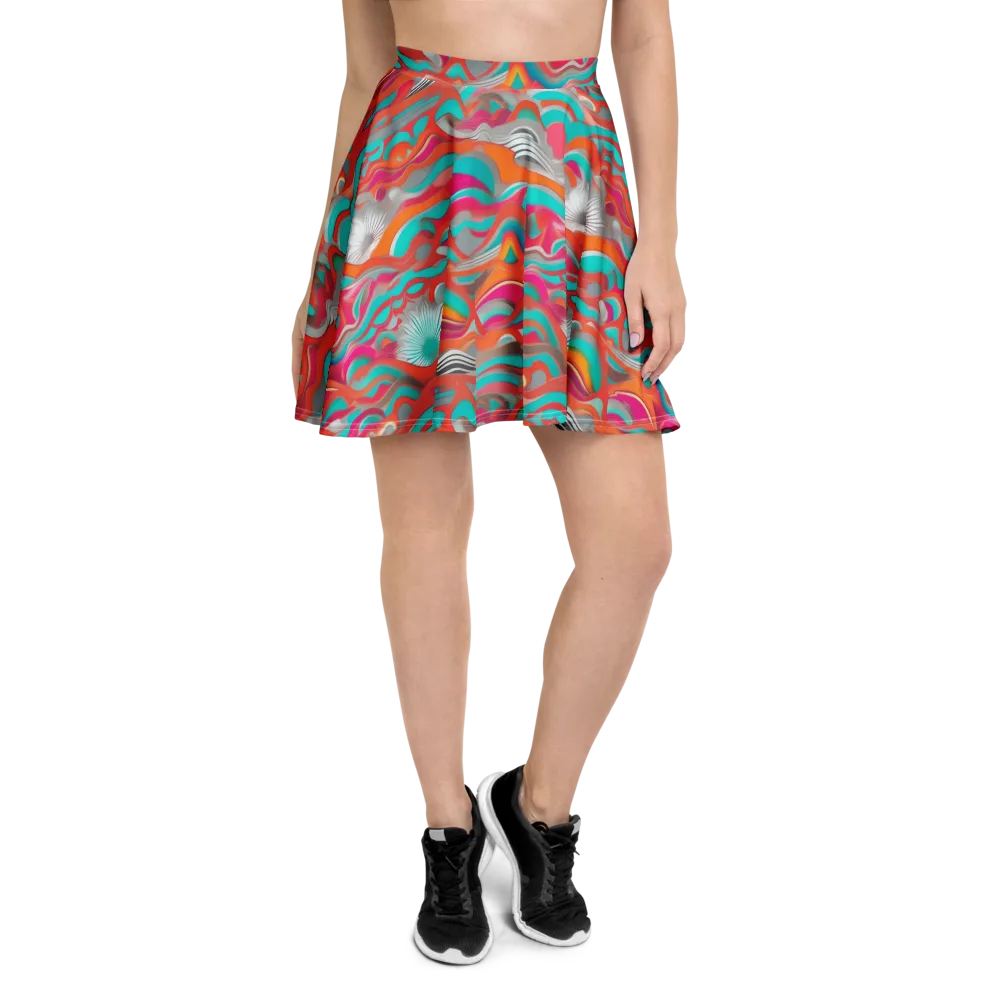 Tidal Mirage on Skater Skirt — Front