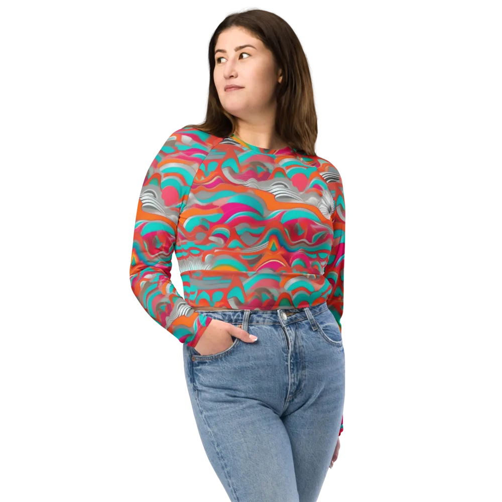 Tidal Mirage on Long Sleeve Crop Top — Front
