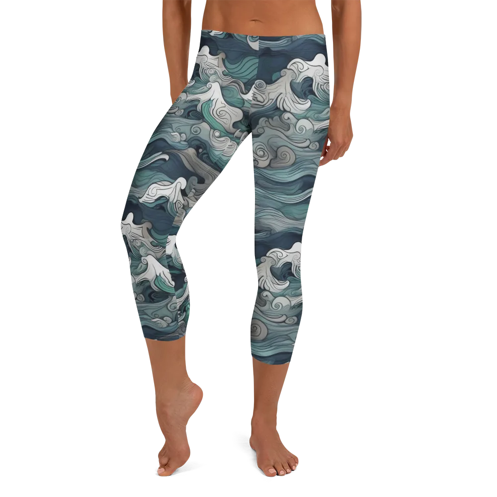 Whispering Swell on Capri Leggings — Front