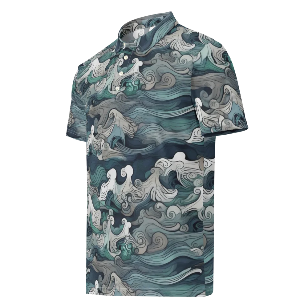 Whispering Swell on Men's Slim Fit Polo Shirt — Left Front