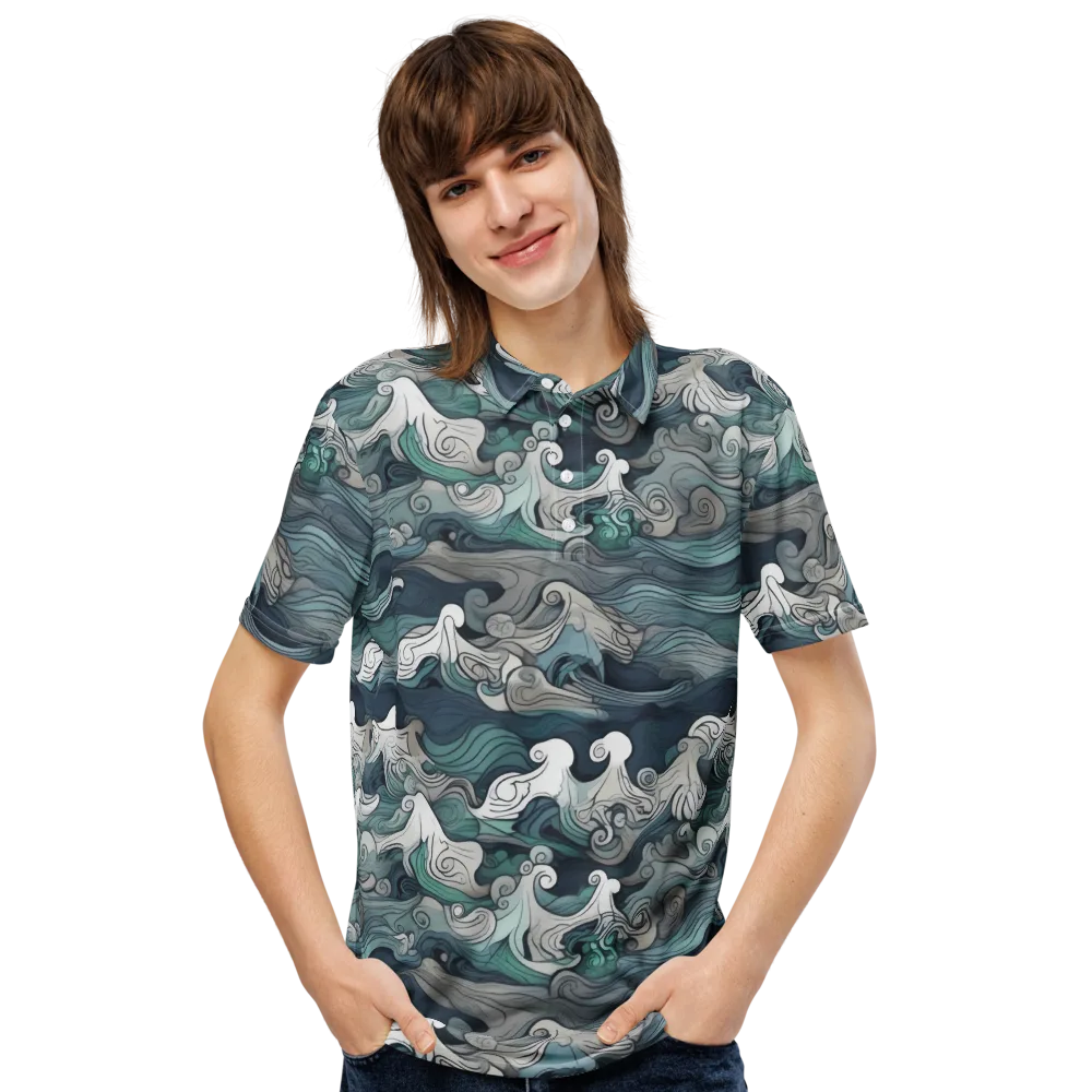 Whispering Swell on Men's Slim Fit Polo Shirt — Front