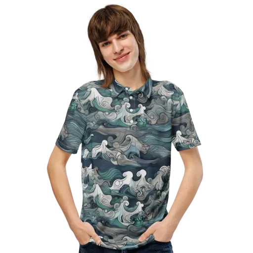 Whispering Swell on a Men's Slim Fit Polo Shirt