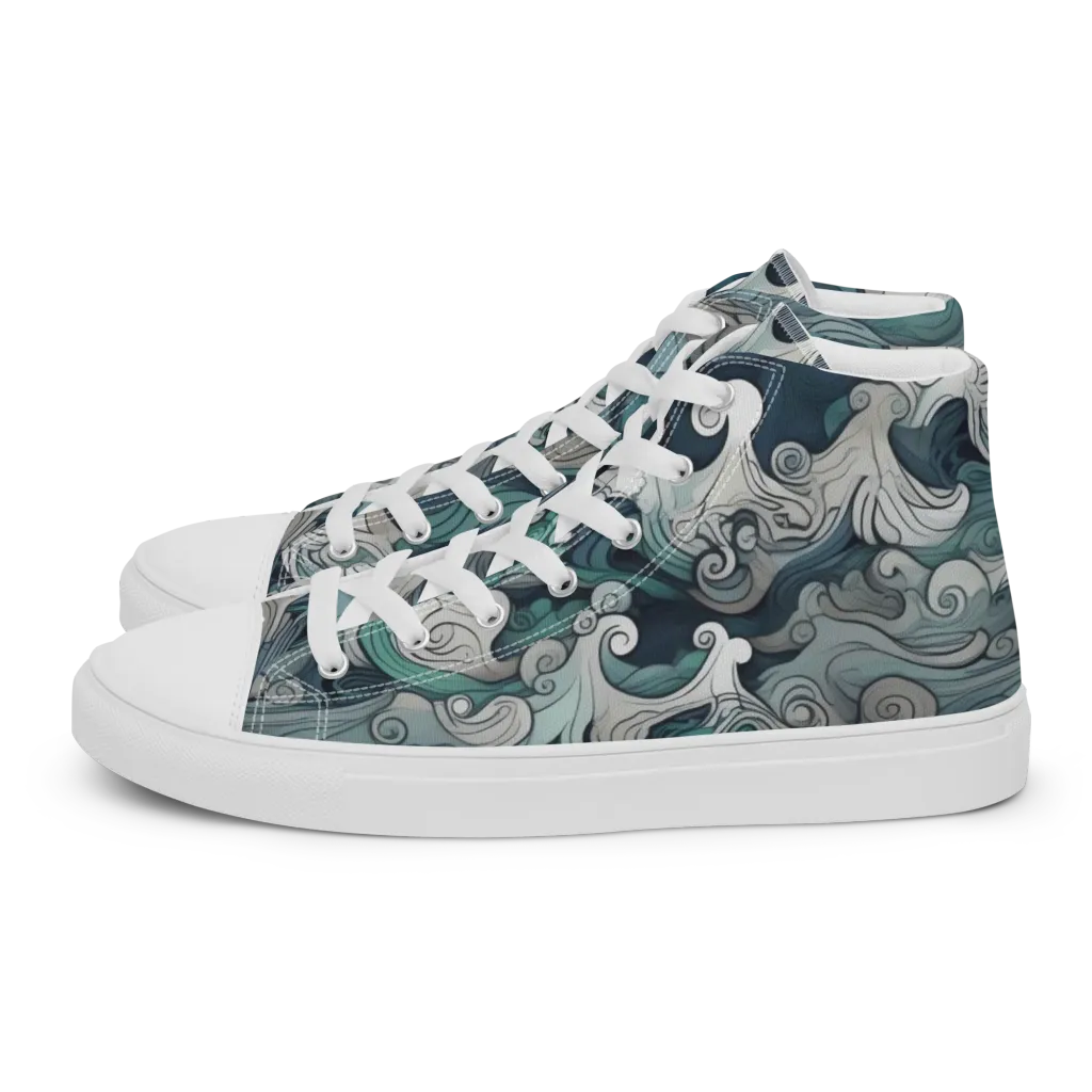 Whispering Swell on Women's High Top Canvas Shoes — Left