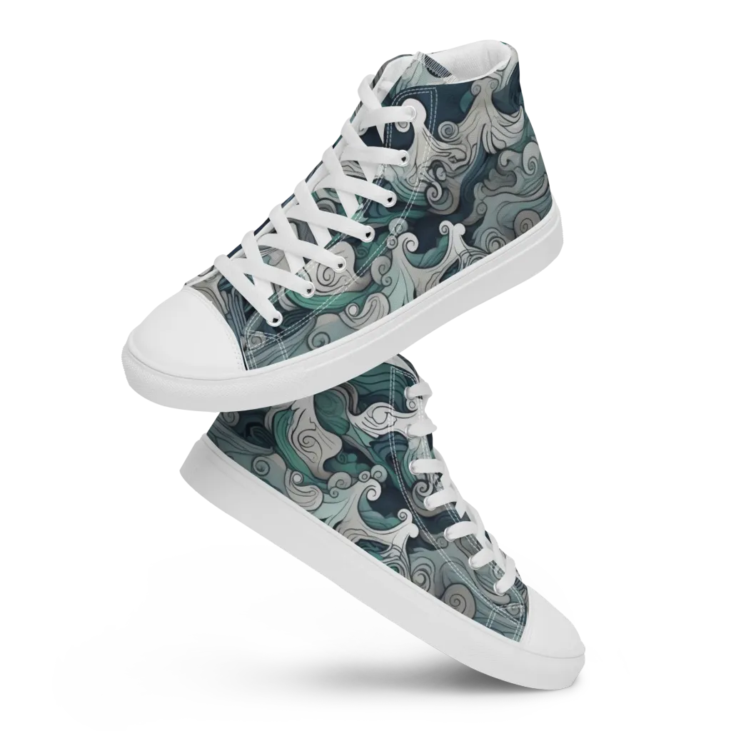 Whispering Swell on Women's High Top Canvas Shoes — Front