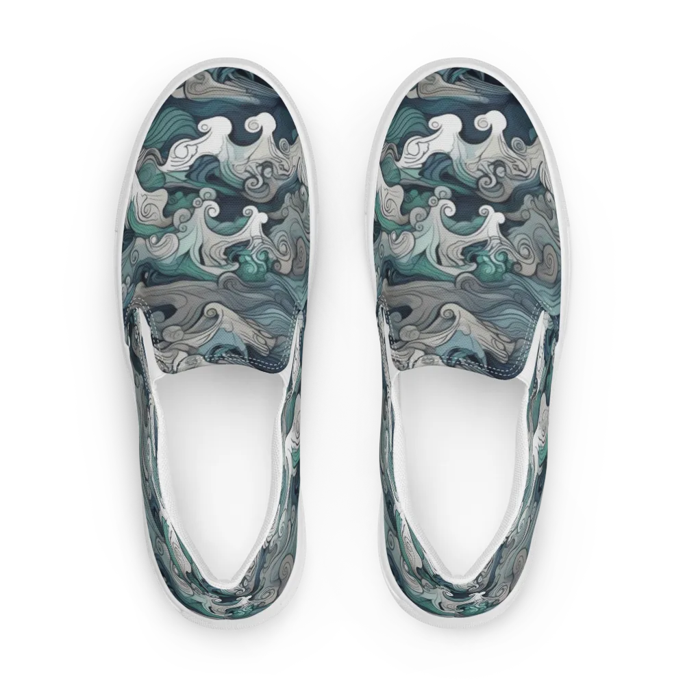 Whispering Swell on Men's Slip-On Canvas Shoes — Front