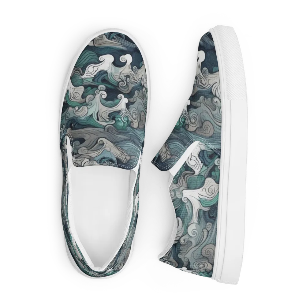 Whispering Swell on Men's Slip-On Canvas Shoes — Front