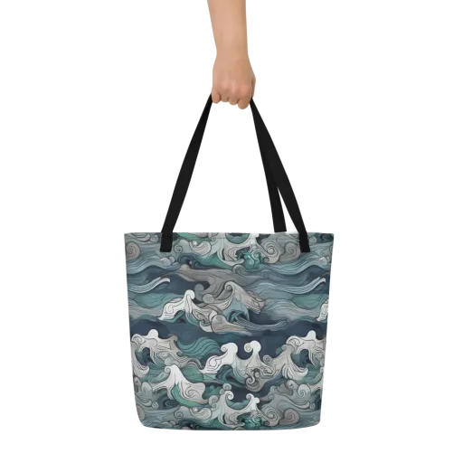 Whispering Swell on a Large Tote Bag W/ Pocket