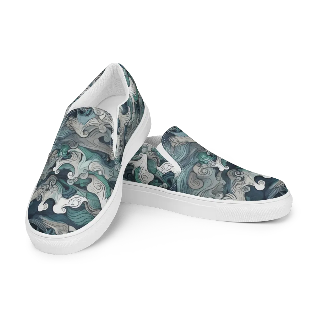 Whispering Swell on Women's Slip-On Canvas Shoes — Left Front