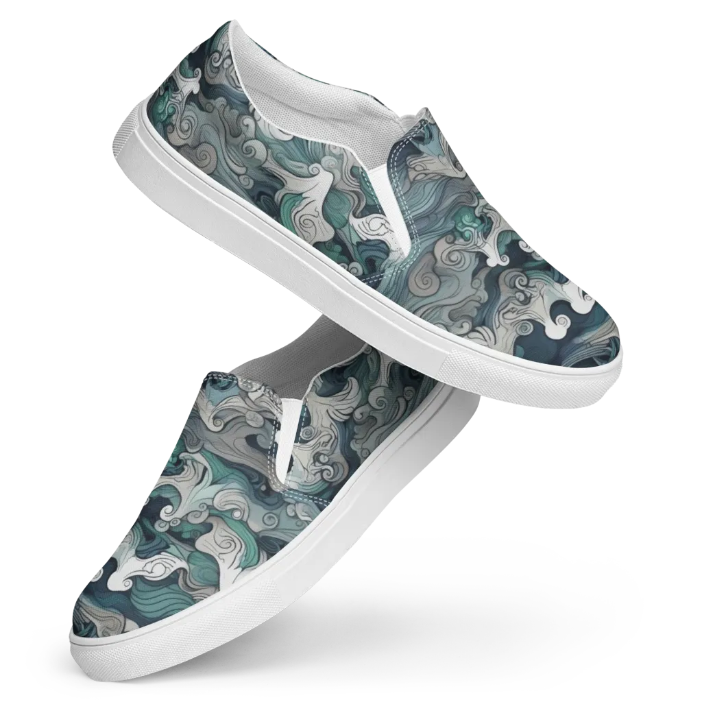 Whispering Swell on Women's Slip-On Canvas Shoes — Front