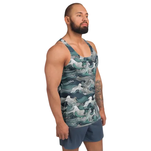 Whispering Swell on a Men's Tank Top