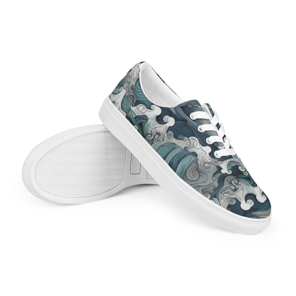 Whispering Swell on Men's Lace-Up Canvas Shoes — Right Front