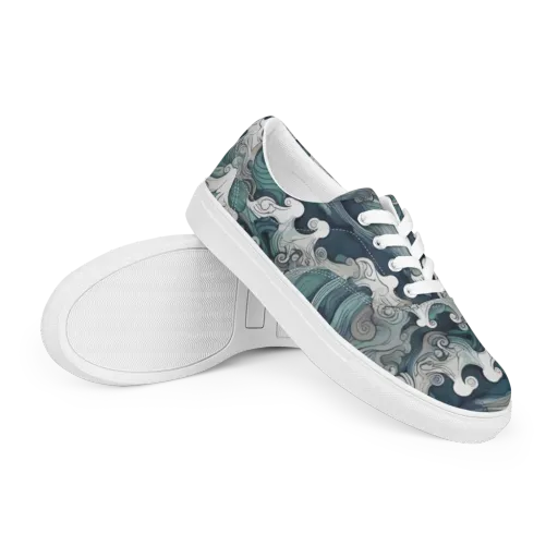 Whispering Swell on a Men's Lace-Up Canvas Shoes