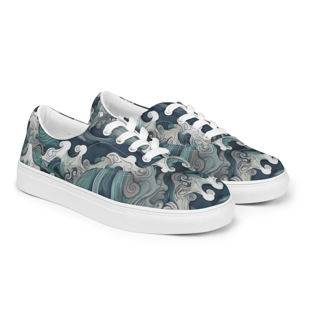 Whispering Swell on Men's Lace-Up Canvas Shoes — Right Front
