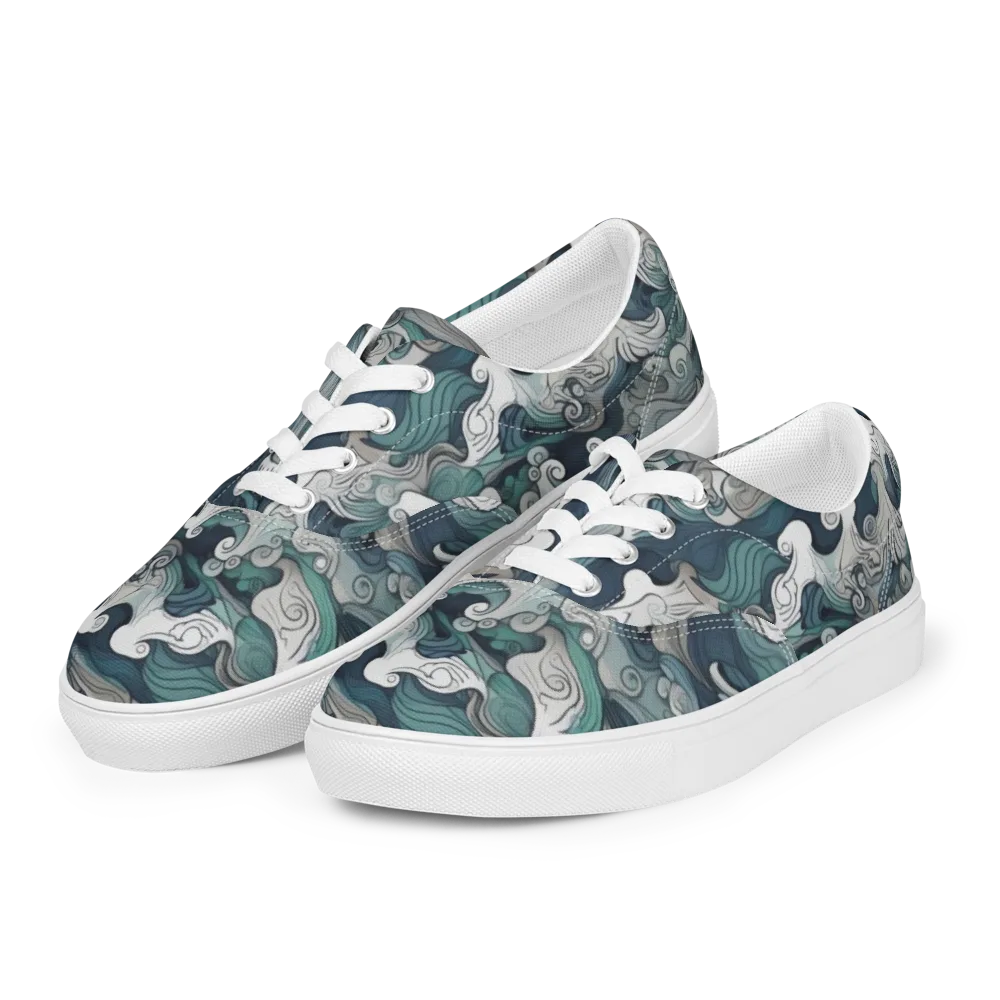 Whispering Swell on Men's Lace-Up Canvas Shoes — Left Front