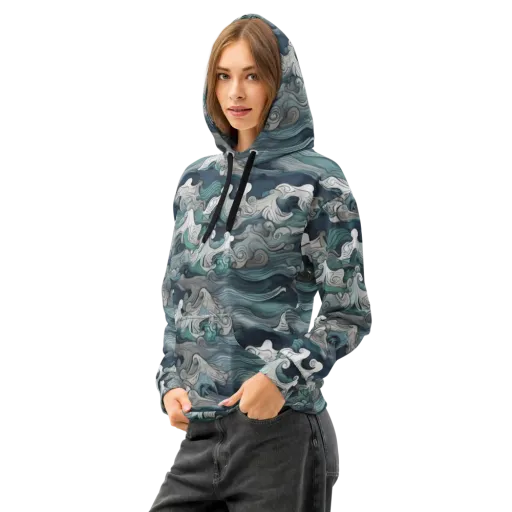 Whispering Swell on a Cotton Hoodie
