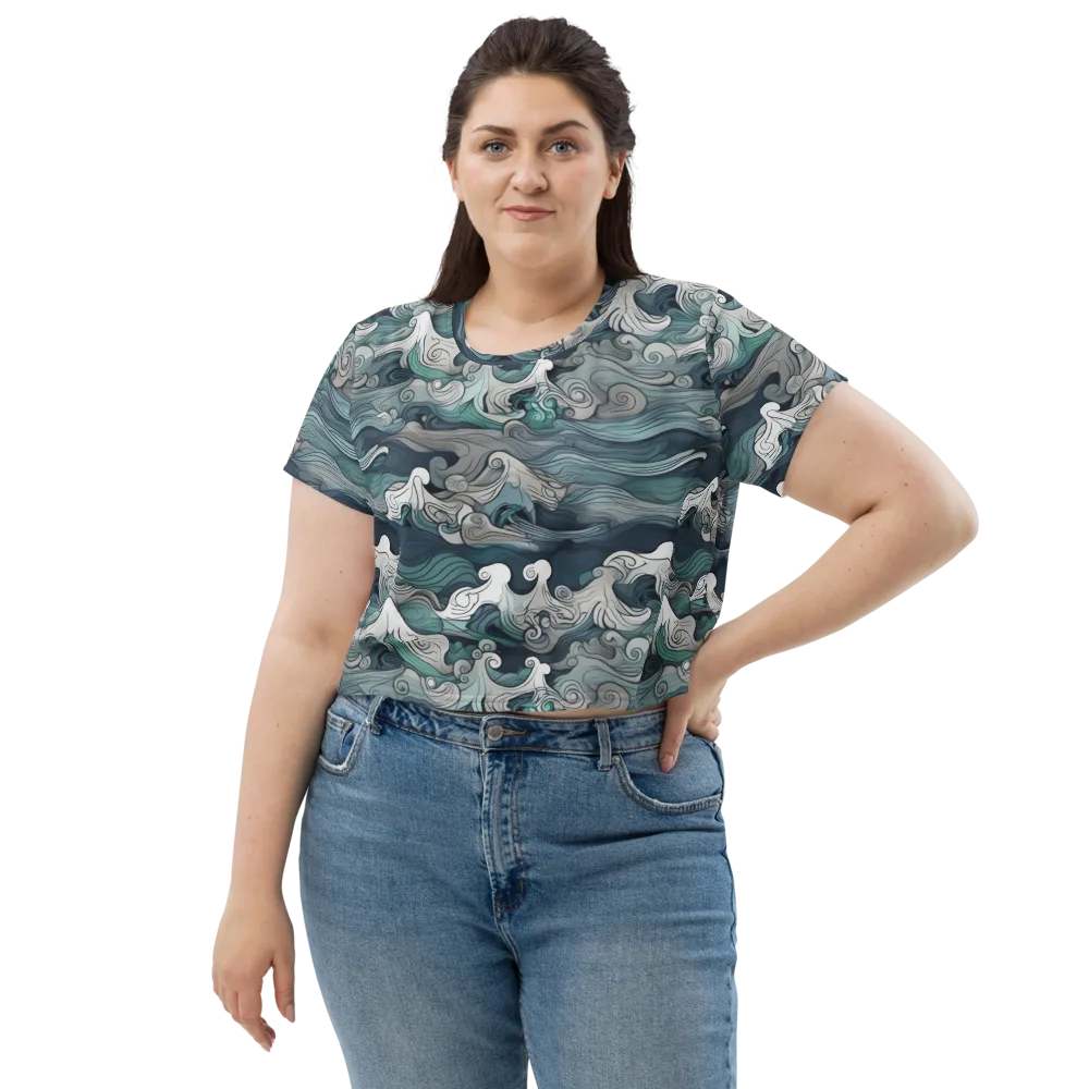 Whispering Swell on Crop Tee — Front