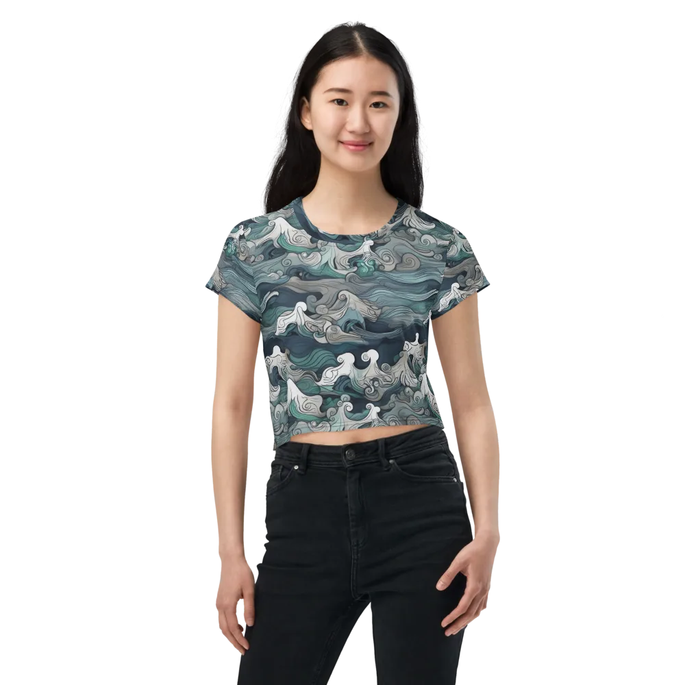 Whispering Swell on Crop Tee — Front