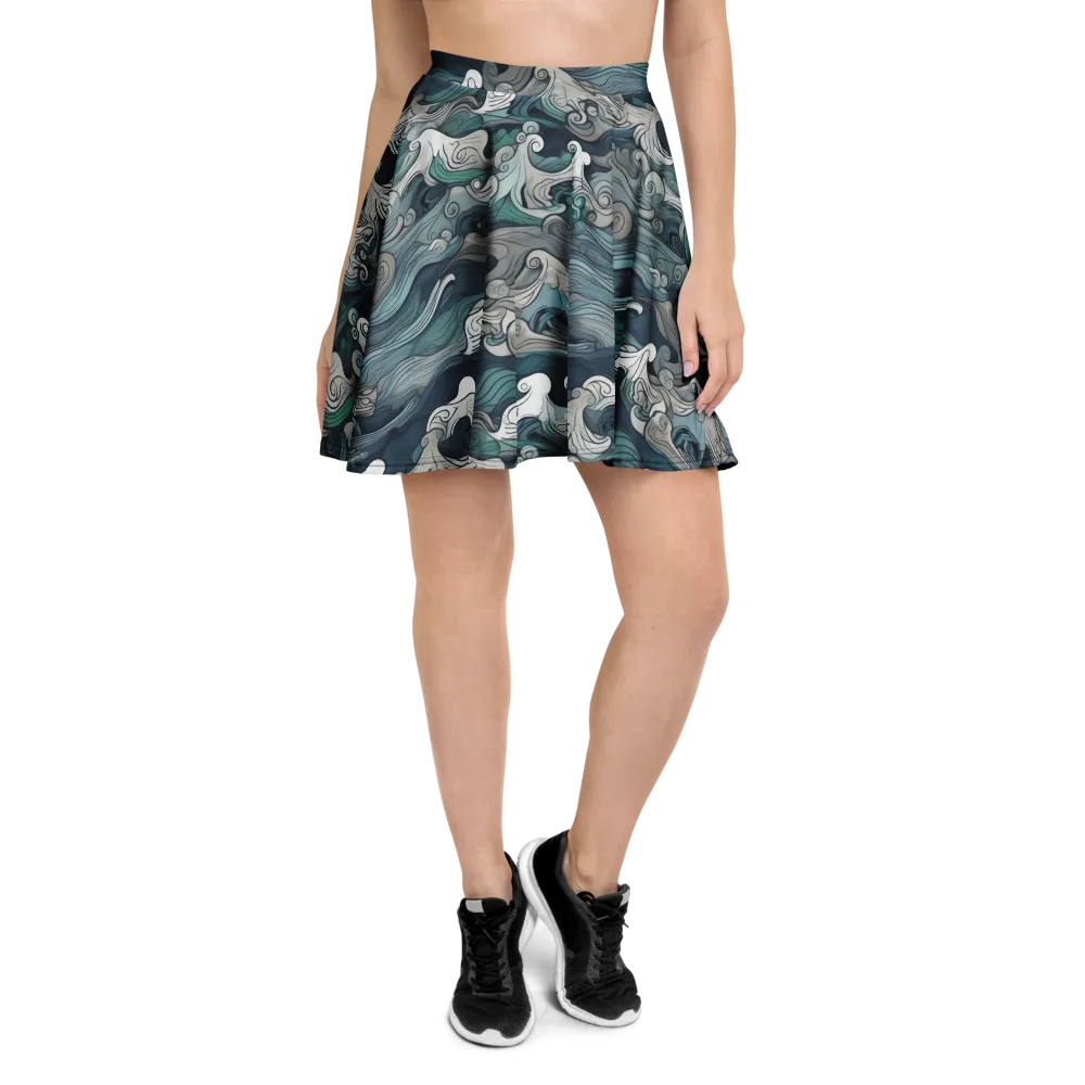 Whispering Swell on Skater Skirt — Front