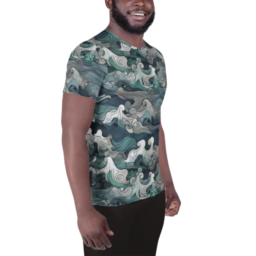 Whispering Swell on a Men's Athletic T-Shirt