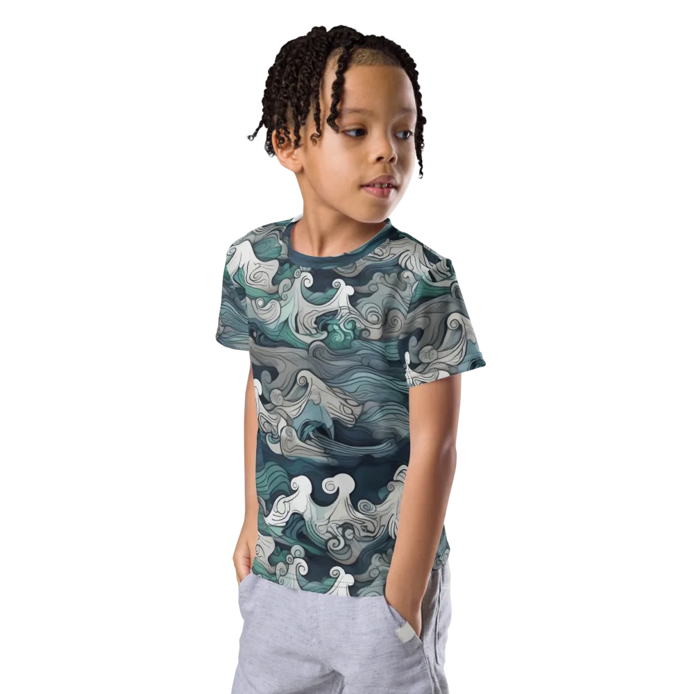 Whispering Swell on Kids Crew Neck T-Shirt — Left Front