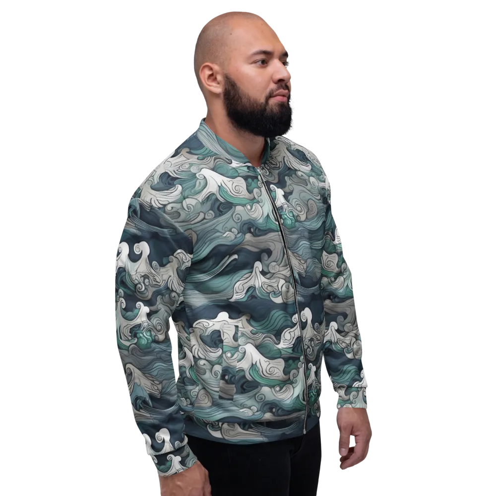 Whispering Swell on Bomber Jacket — Right