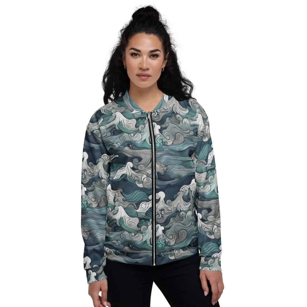 Whispering Swell on Bomber Jacket — Front