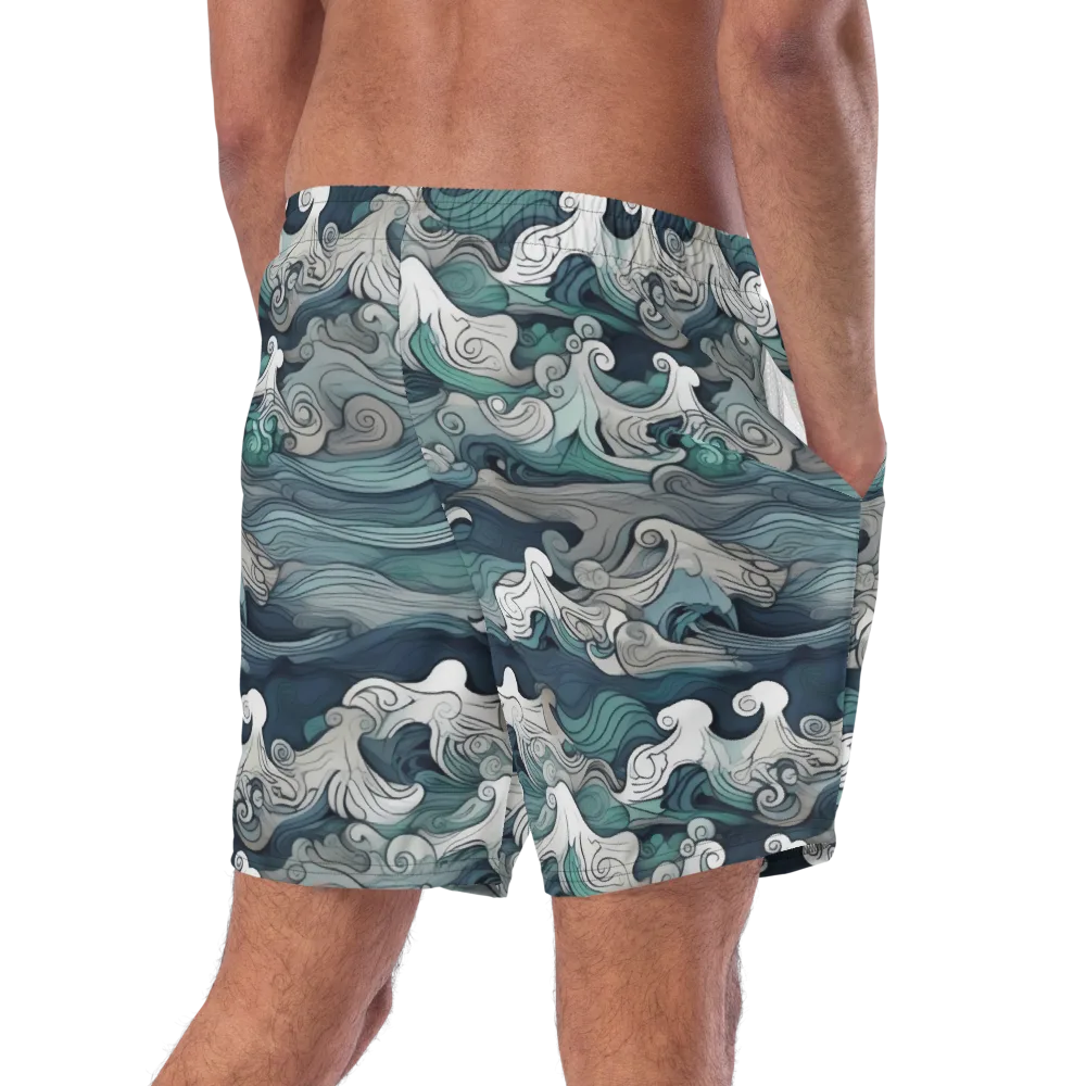 Whispering Swell on Swim Trunks — Right Back
