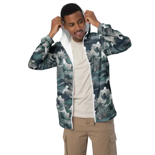 Whispering Swell on a Men's Windbreaker
