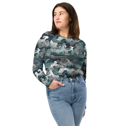 Whispering Swell on a Long Sleeve Crop Top