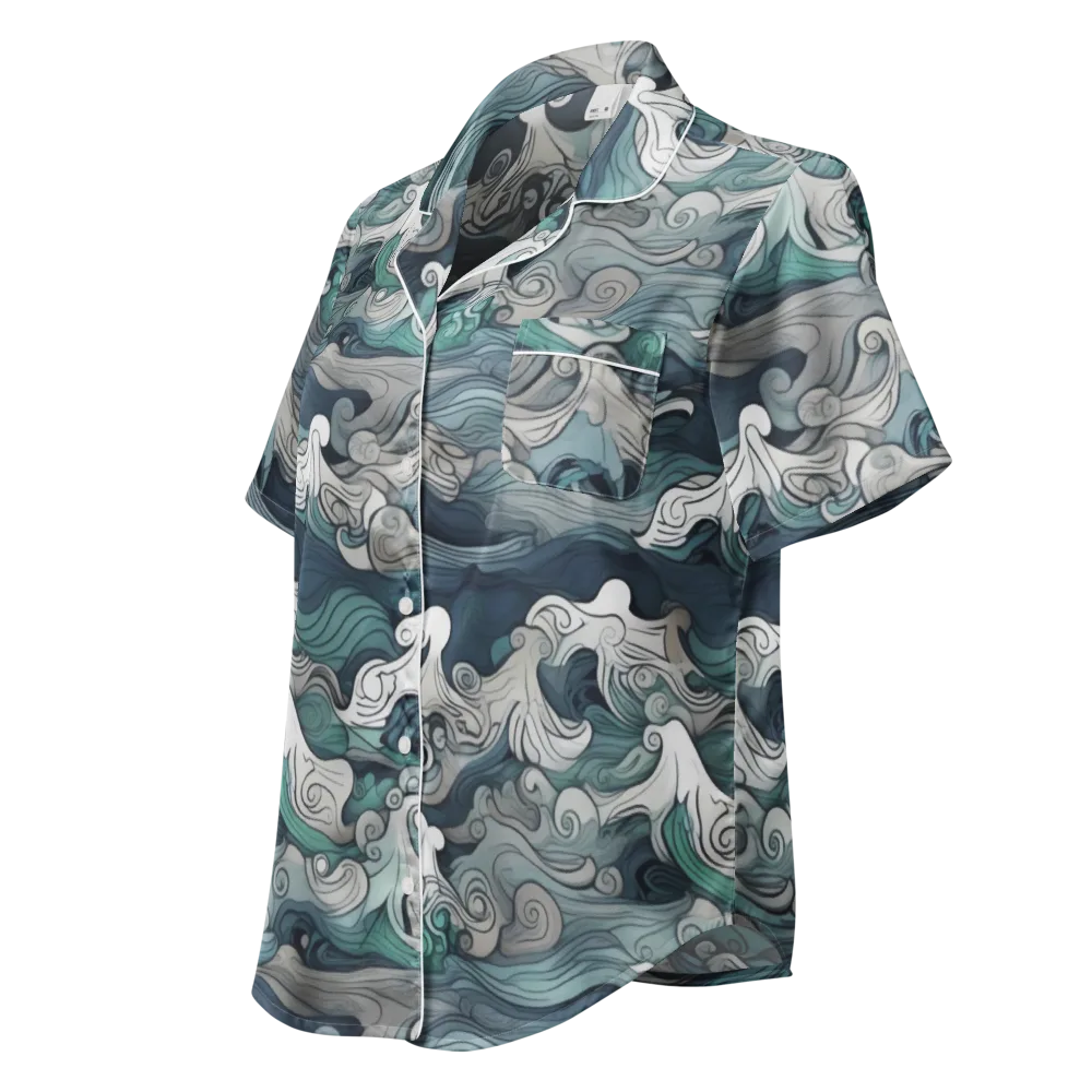 Whispering Swell on Women's Short Sleeve Pajama Top — Left Front