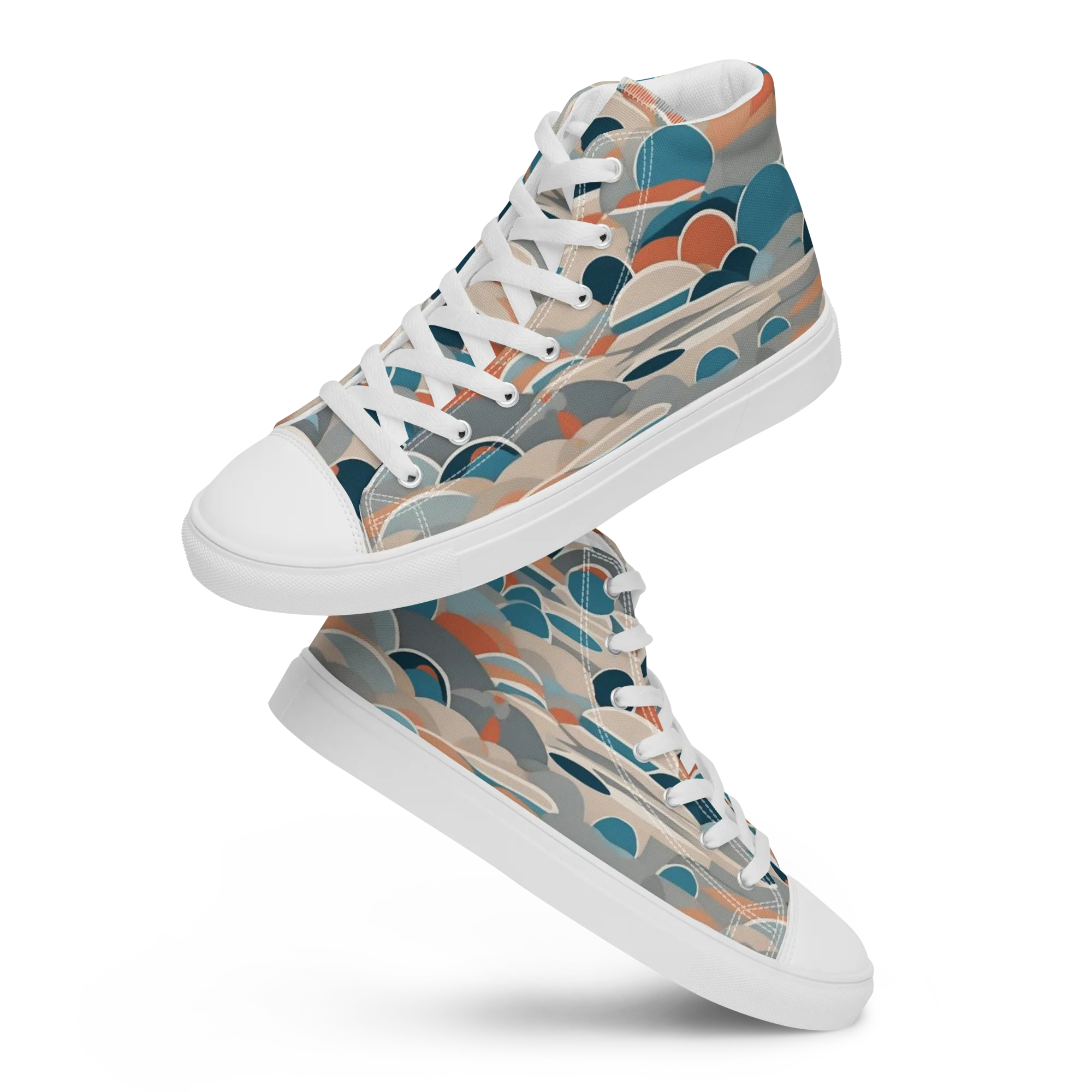 Coastal Circuit on Women's High Top Canvas Shoes — Front
