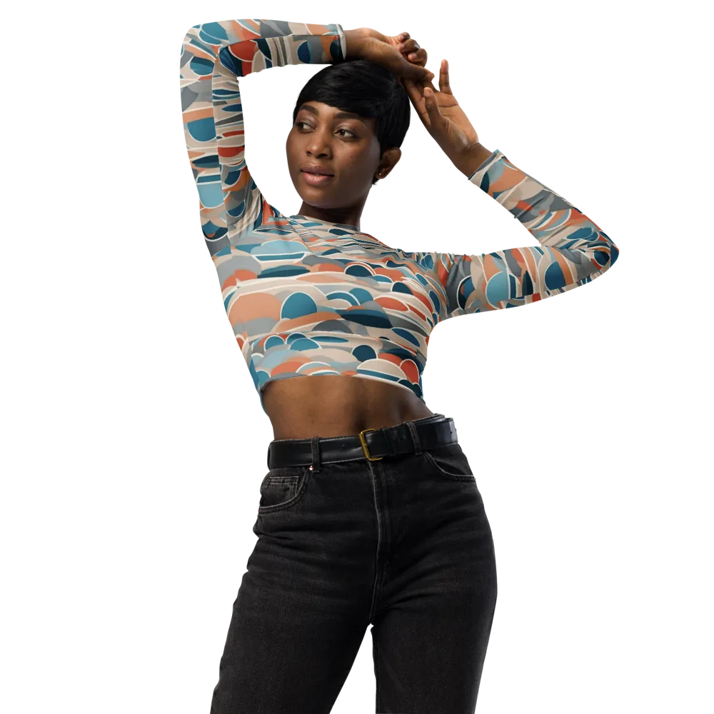 Coastal Circuit on Long Sleeve Crop Top — Front